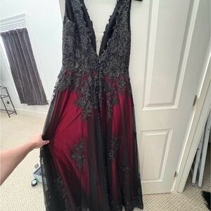 Goth Black and Red Lace Gown